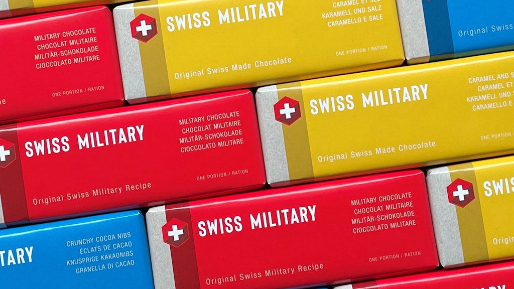 Neue Verpackung der Swiss Military Schokolade.