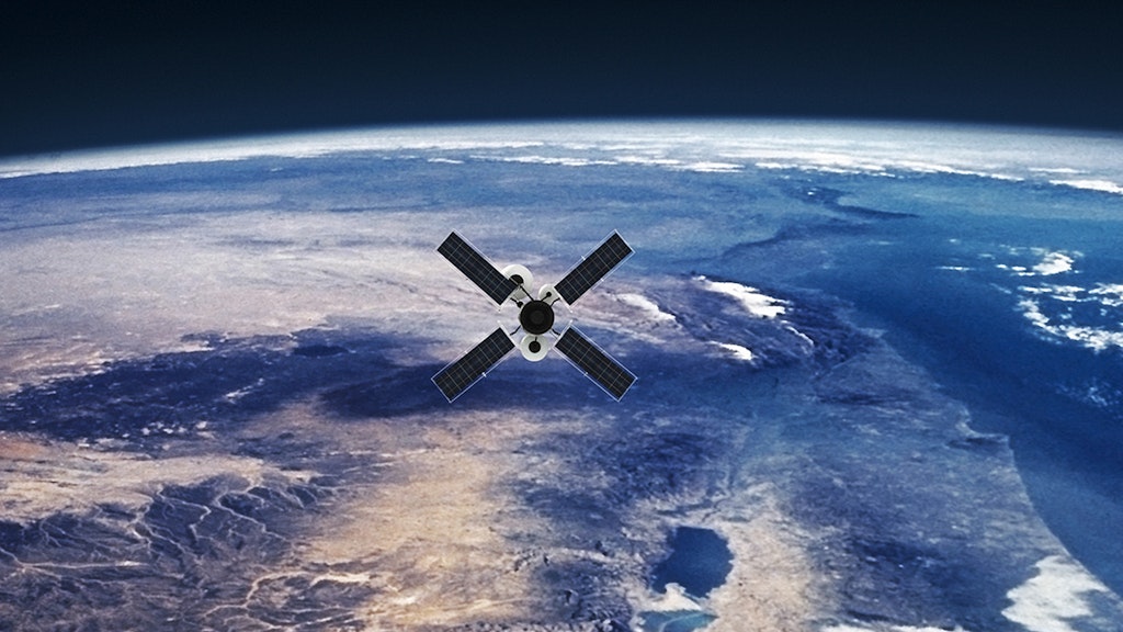Ein Satelit schwebt über der Erde