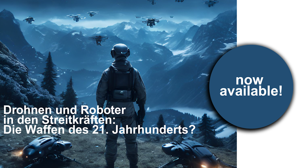 A soldier looks across a valley into the distance. Drones fly around in the valley.