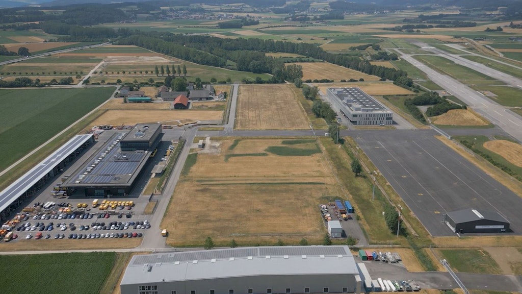 L'area dello swiss aeropole a Payerne vista dall'alto.