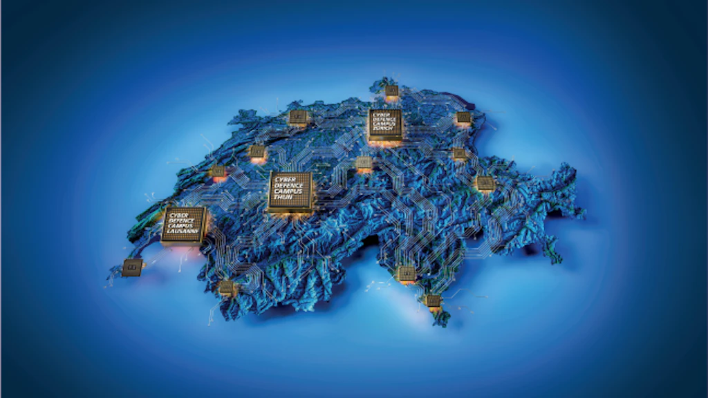 Una carta geografica mostra la Svizzera con le sedi del CYD Campus