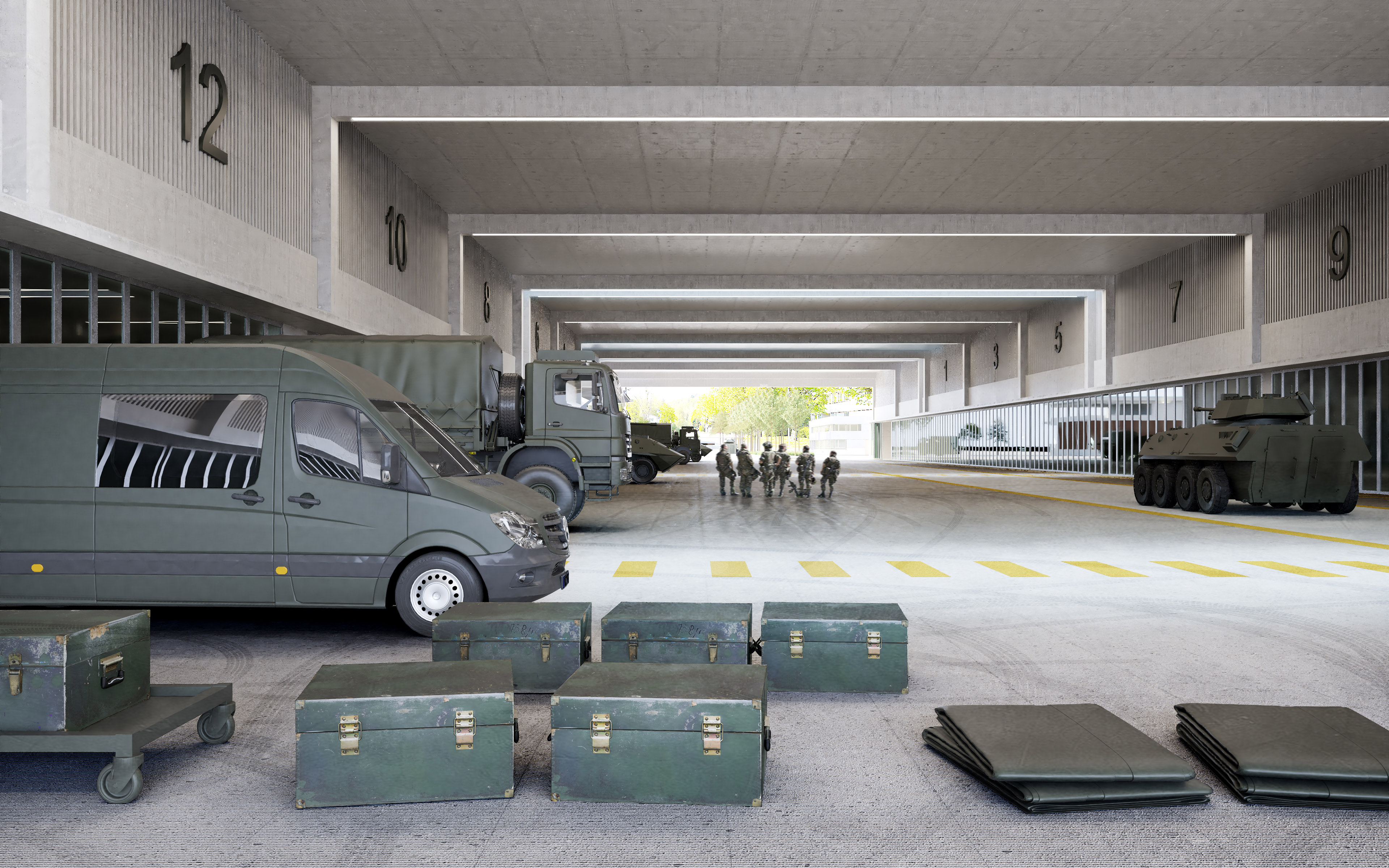 Innenansicht Logistikgebäude, überdachte Bereitstellungsfläche