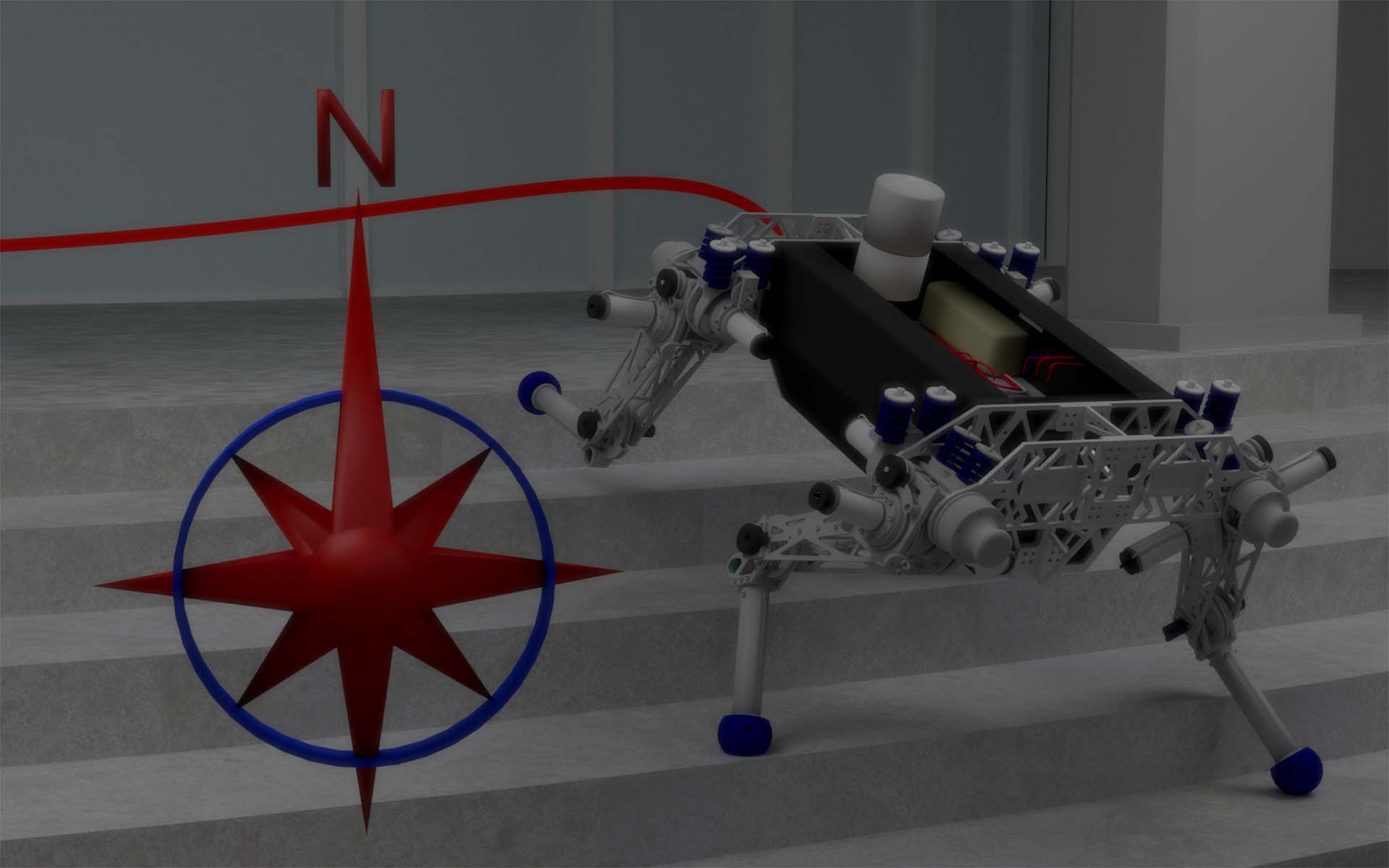 Ein ferngesteuerter Roboter läuft eine Treppe hinab