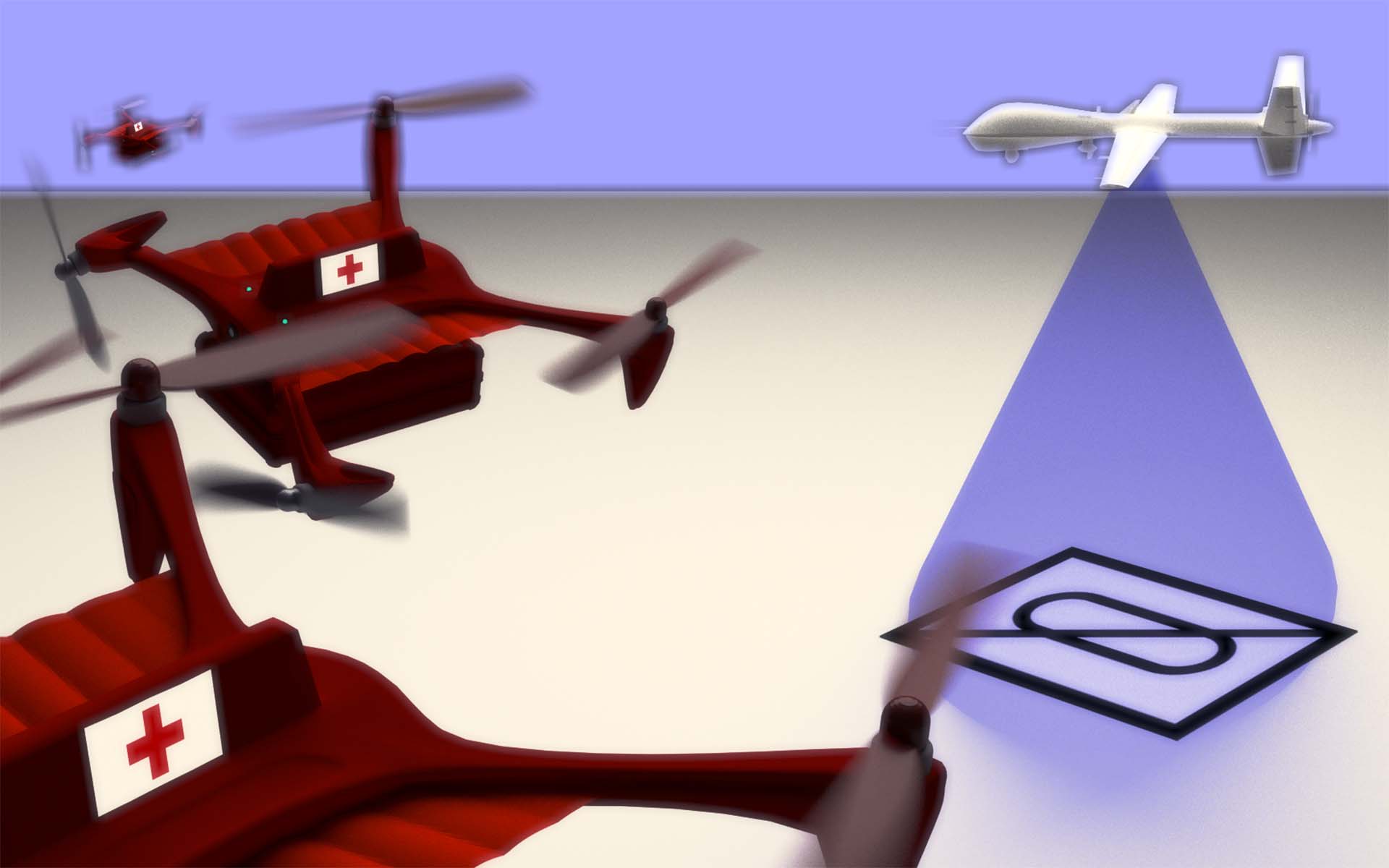 Illustration of futuristic drones