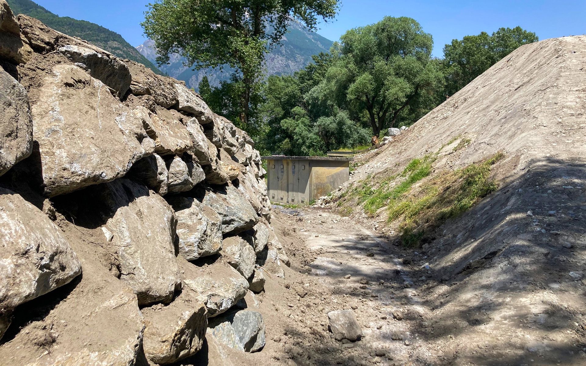 View of the newly created levee. 