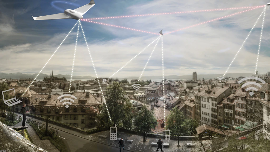 Representation of networking between different devices, which are connected to the cyberspace