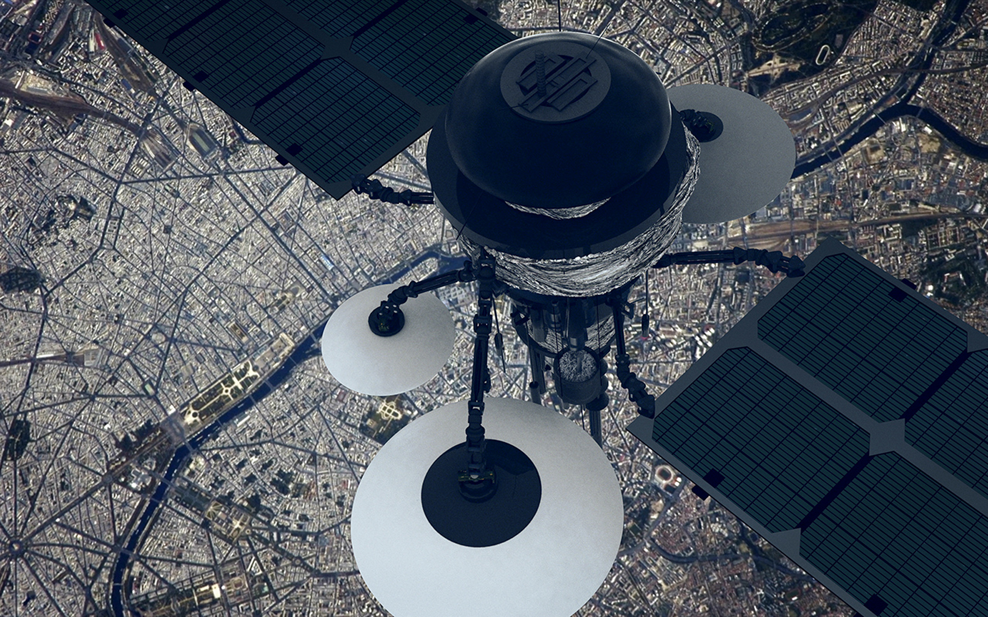 A satellite hovers above the earth