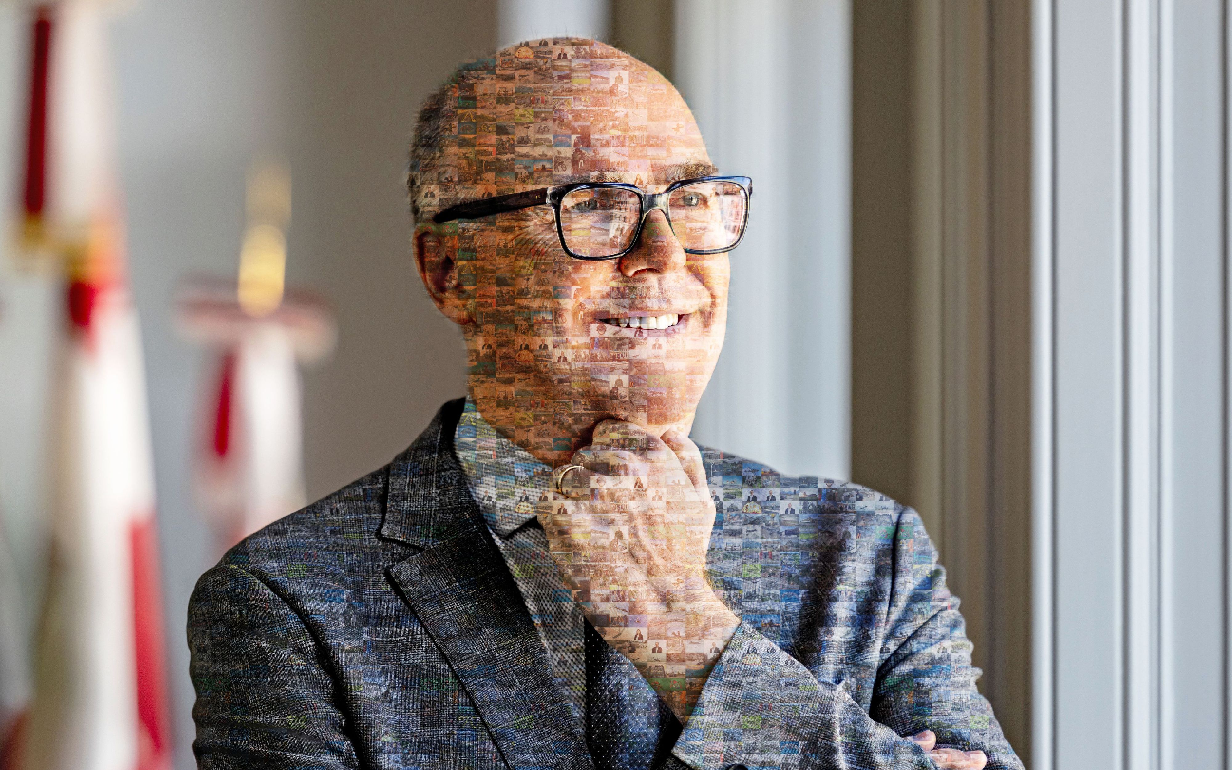 Many individual images make up the face of Federal Councillor Martin Pfister