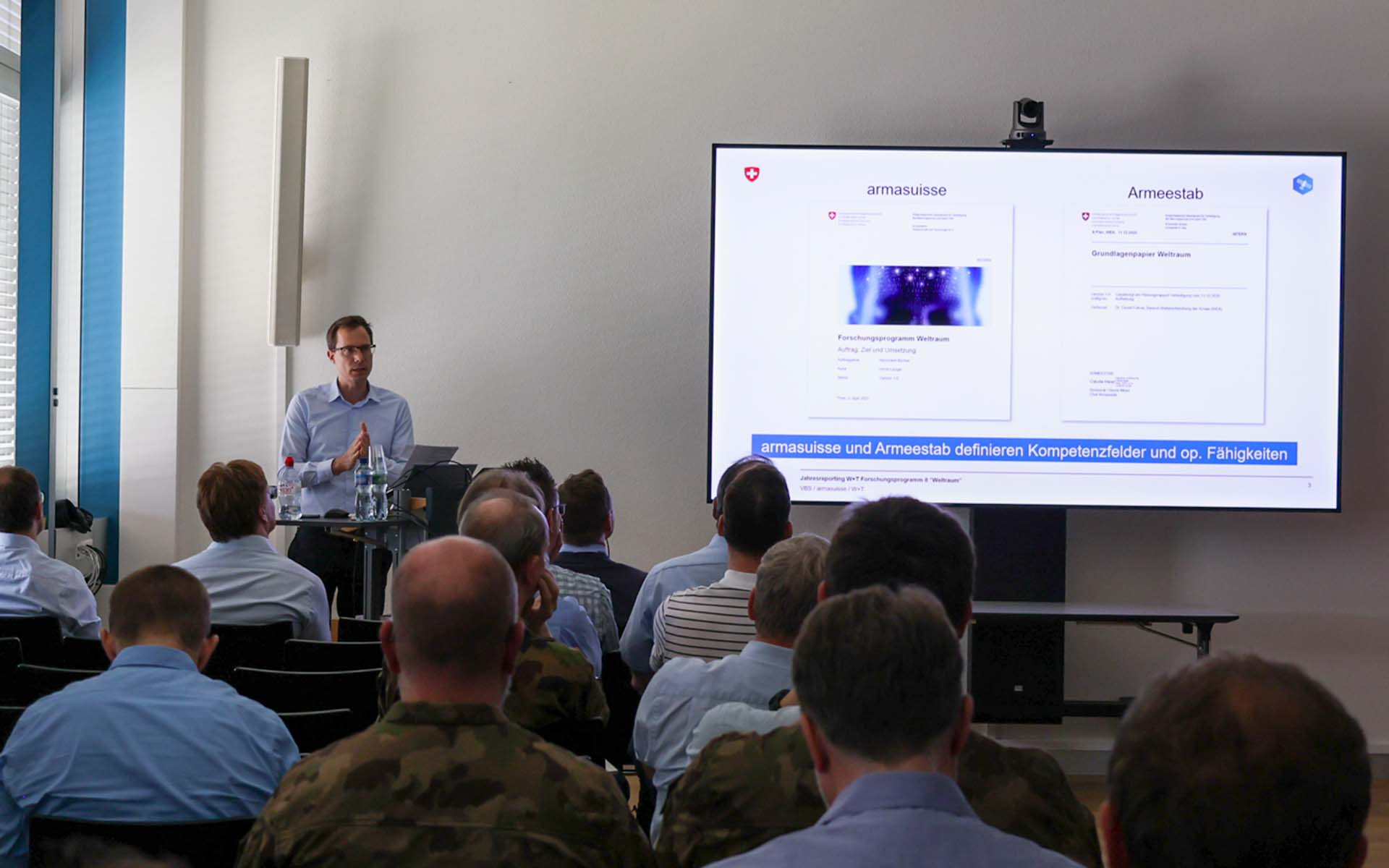 Fabio Gambarara, armasuisse S+T, at the annual report of the research program