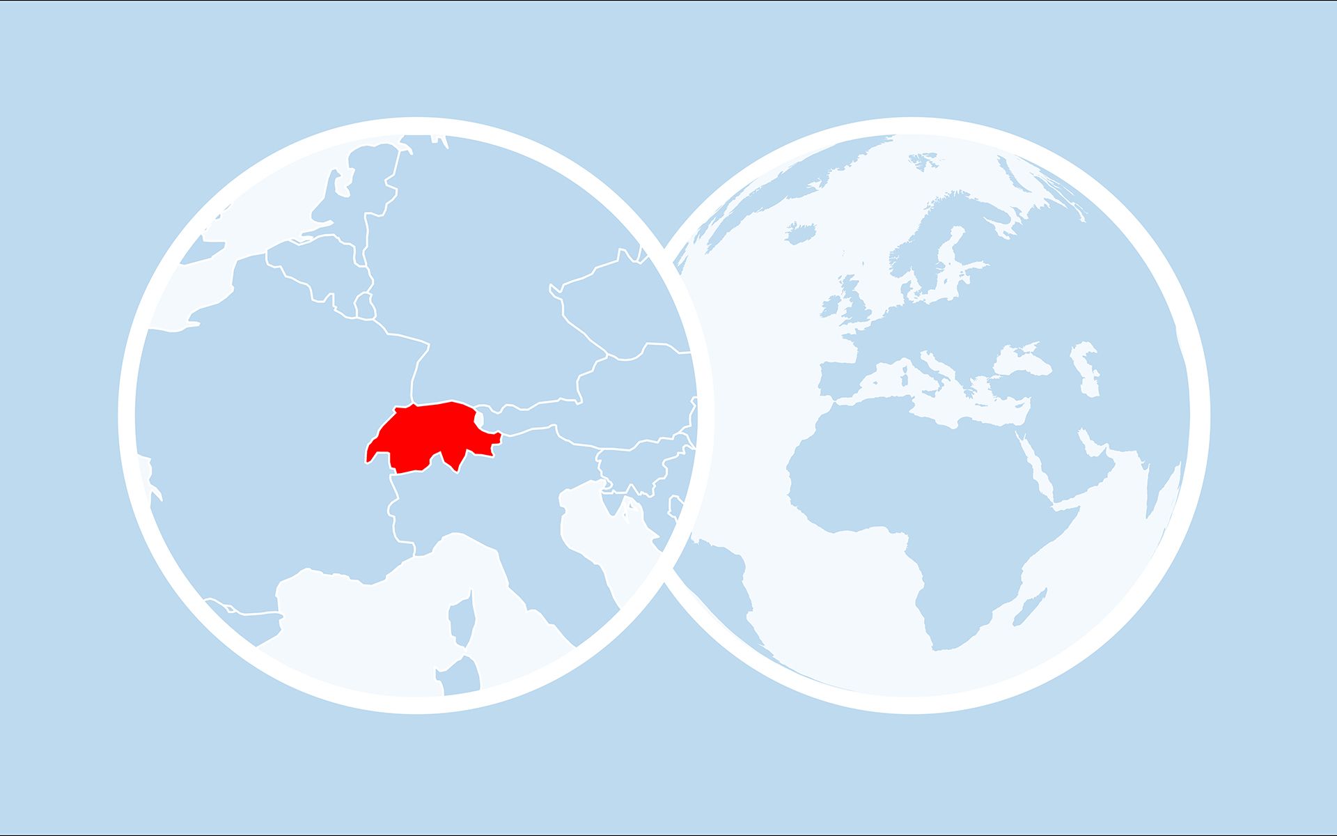 Carte du monde avec la Suisse en rouge