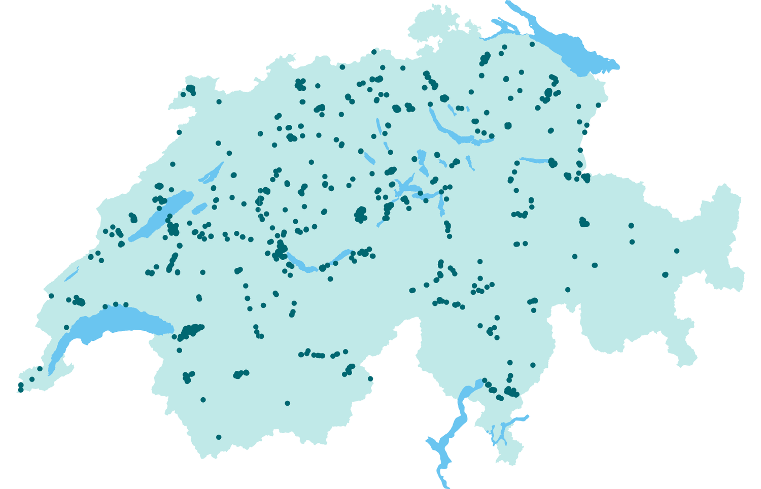 Gli edifici gestiti da armasuisse Immobili sono distribuiti su tutto il territorio elvetico. | Stato 2023 