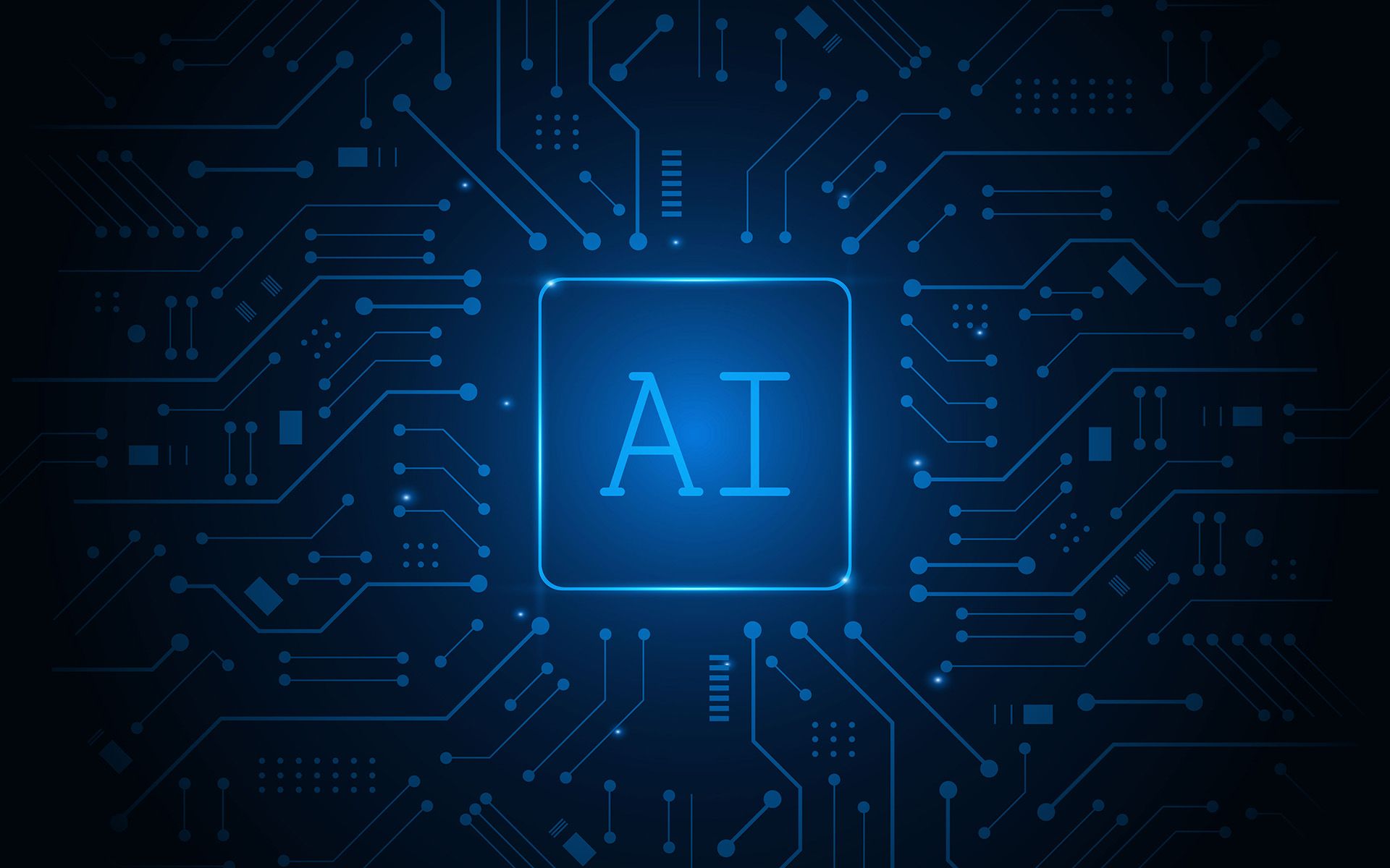 Campo di intelligenza artificiale al centro dell’immagine circondato da linee
