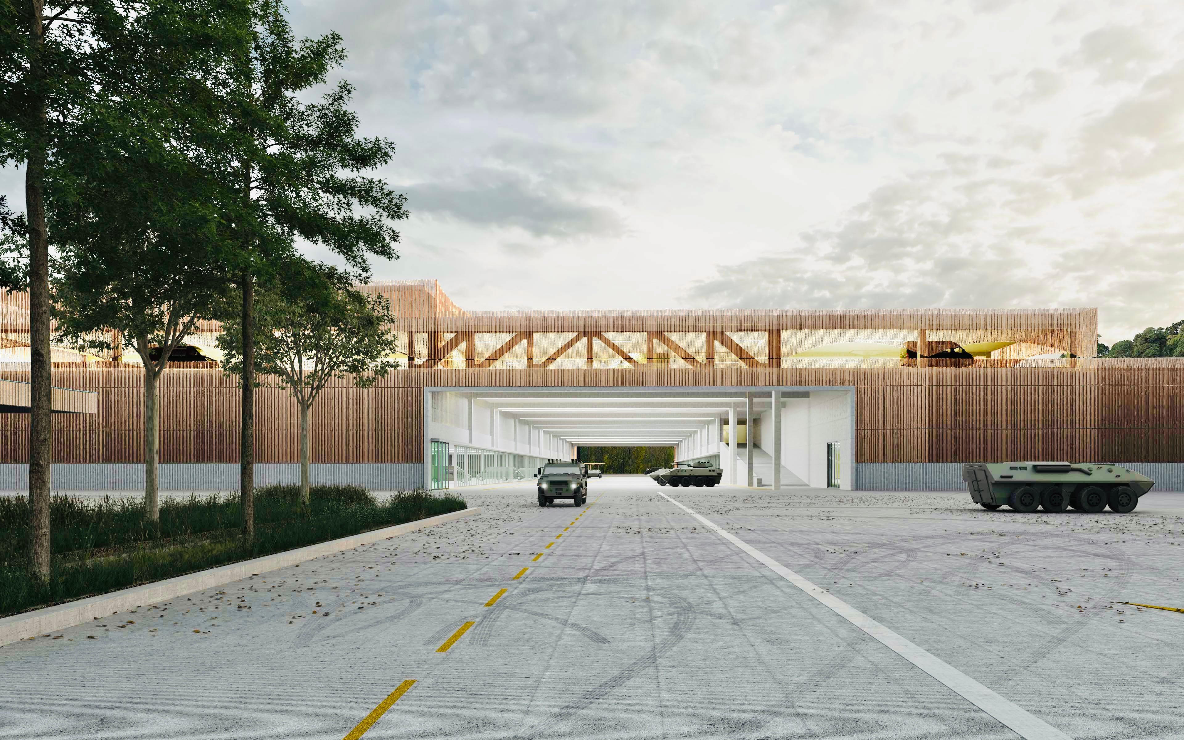 Strada di accesso all'edificio logistico