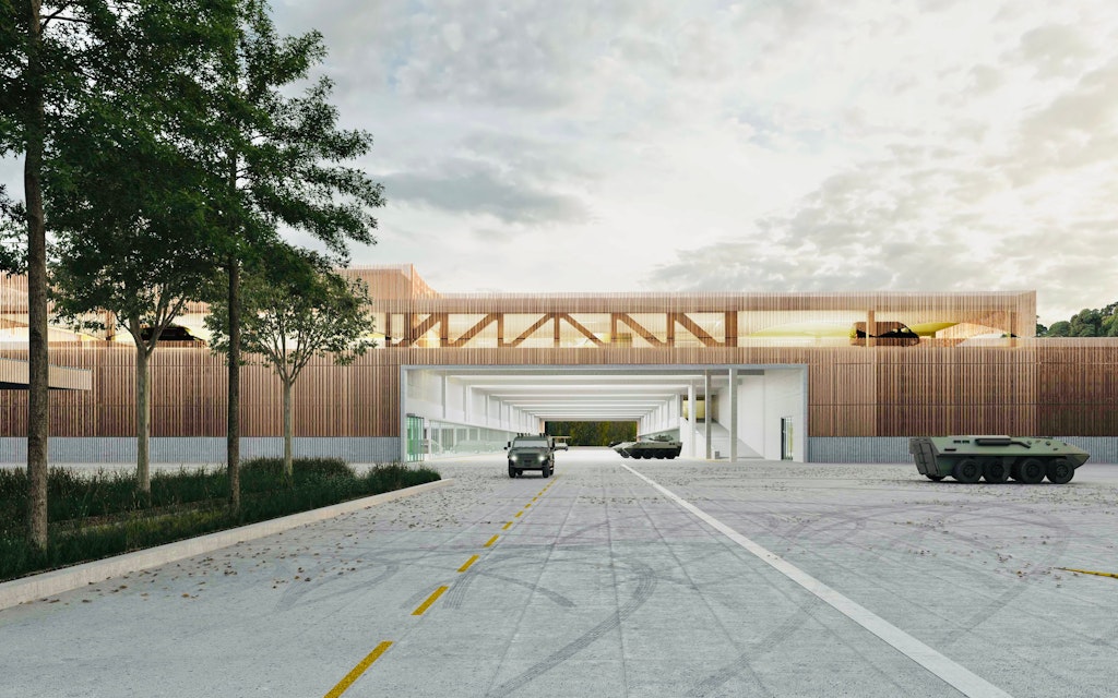 Strada di accesso all'edificio logistico