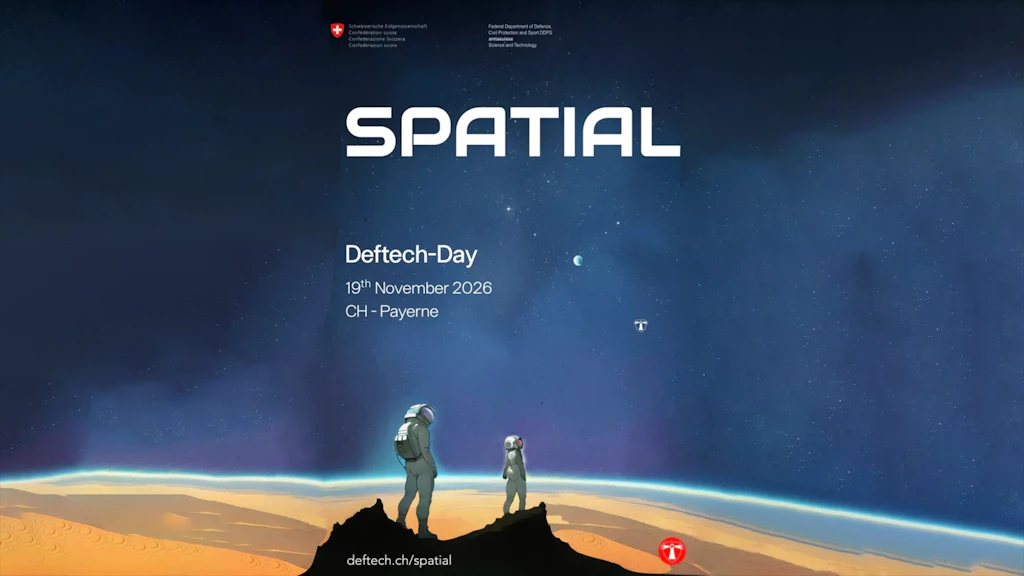 Poster per il Deftechday: due astronauti in piedi su un pianeta